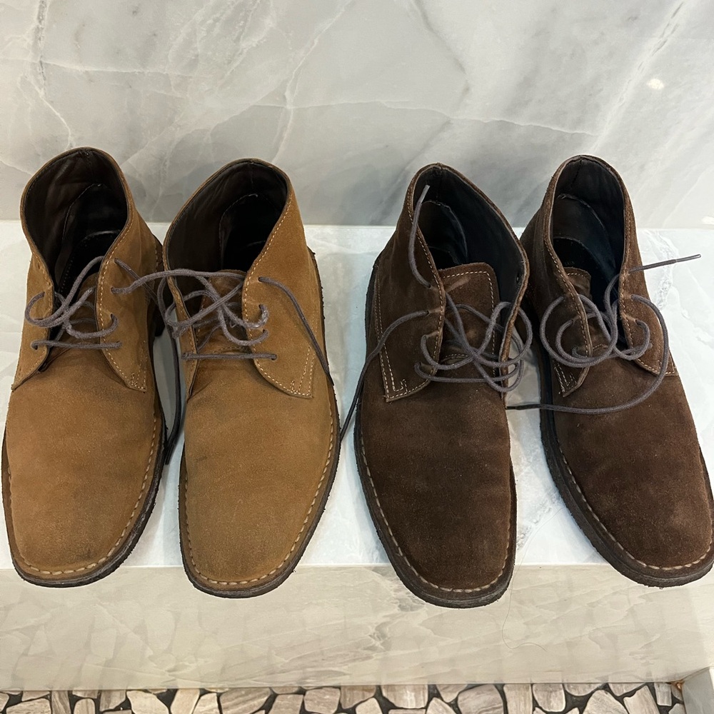 Johnston & Murphy Tan and Dark Brown Chukka Boots